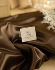 Amore - Brown Glossy Sturdy Satin Fabric, Rich Non-Stretch Shiny Material for Men's Suits, Evening Wear, Upholstery, Decor