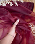 Glimmer Crystal Organza - Burgundy Color Sheer High-Quality Crystal Fabric by the Yard for Evening Gowns, Event Decor, Dance Costumes 59" wide