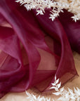 Glimmer Crystal Organza - Burgundy Color Sheer High-Quality Crystal Fabric by the Yard for Evening Gowns, Event Decor, Dance Costumes 59" wide