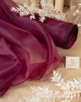 Glimmer Crystal Organza - Burgundy Color Sheer High-Quality Crystal Fabric by the Yard for Evening Gowns, Event Decor, Dance Costumes 59" wide