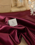Amore - Burgundy Shiny Sturdy Satin Fabric, Rich Non-Stretch Shiny Material for Evening Gowns, Men's Ties, Elegant Drapery