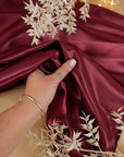 Amore - Burgundy Shiny Sturdy Satin Fabric, Rich Non-Stretch Shiny Material for Evening Gowns, Men's Ties, Elegant Drapery