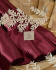 Amore - Burgundy Shiny Sturdy Satin Fabric, Rich Non-Stretch Shiny Material for Evening Gowns, Men's Ties, Elegant Drapery