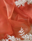 Glimmer Crystal Organza - Burnt Orange Color Sparkle Crystal Sheer Fabric by the Yard for Evening Gowns, Dance Costumes, Event Decor