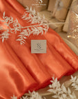 Amore - Burnt Orange Dense Sturdy Satin Fabric, Rich Non-Stretch Shiny Material for Robes, Table Runners, Men's Waistcoats, Decor