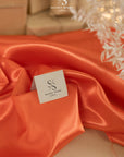 Amore - Burnt Orange Dense Sturdy Satin Fabric, Rich Non-Stretch Shiny Material for Robes, Table Runners, Men's Waistcoats, Decor