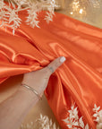 Amore - Burnt Orange Dense Sturdy Satin Fabric, Rich Non-Stretch Shiny Material for Robes, Table Runners, Men's Waistcoats, Decor