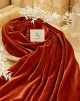Rich - Burnt Rust Stretch Velvet Fabric - Dense 4-Way Velour for Costumes, Pillows, Curtains, Upholstery and Autumn-Inspired Decor