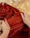 Rich - Burnt Rust Stretch Velvet Fabric - Dense 4-Way Velour for Costumes, Pillows, Curtains, Upholstery and Autumn-Inspired Decor