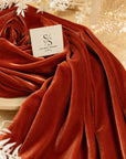 Rich - Burnt Rust Stretch Velvet Fabric - Dense 4-Way Velour for Costumes, Pillows, Curtains, Upholstery and Autumn-Inspired Decor