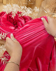 Rich - Cerise Pink Stretch Velvet Fabric - Bright Hot Pink Soft 4-Way Velour for Dresses, Cosplay, Stage Costumes, Pillows and Crafts