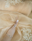 Glimmer Crystal Organza - Champagne Color Sheer High-Quality Bridal Fabric by the Yard for Wedding Gowns, Event Decor, Chair Sashes