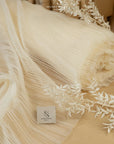 Micro Pleated - Champagne Bridal Premium Fabric by the Yard, Handmade Textured Tulle Mesh with Elegant Accordion Pleats for Wedding Gowns, Veils