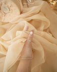 Serenity - Champagne Matte Organza 118"-120" (~300-305 cm), Premium Bridal Material by the Yard with Fluid Drape for Wedding Gowns, Decor