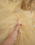 Spirit - 108" Champagne Bridal Premium Tulle Fabric by the Yard, Premium Quality Two-Way Stretch Material for Wedding Veils, Event Decor