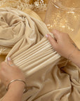 Rich - Champagne Stretch Velvet Fabric by the Yard -- 4-Way Stretch Velour Material for Upholstery, Drapes, Costumes & Luxe Bridal Sewing