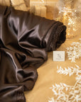 Iconic Silky Satin - Chocolate Brown Color Soft Premium Charmeuse Fabric One Way Stretch for Autumn Fashion, Evening Wear, Professional Attire DIY