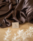 Iconic Silky Satin - Chocolate Brown Color Soft Premium Charmeuse Fabric One Way Stretch for Autumn Fashion, Evening Wear, Professional Attire DIY