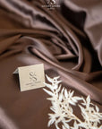 Iconic Silky Satin - Chocolate Brown Color Soft Premium Charmeuse Fabric One Way Stretch for Autumn Fashion, Evening Wear, Professional Attire DIY