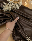 Amore - Chocolate Dense Stiff Satin Fabric, Rich Non-Stretch Shiny Material for Gowns, Men's Suits, Ties, Waistcoats, and Luxury Drapery
