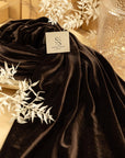 Rich - Chocolate Stretch Velvet Fabric -- Premium Deep Brown 4-Way Velour for Gowns, Stage Costumes, Drapes, Jackets