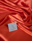 Iconic Silky Satin - Cinnabar Color Hi Quality Fabric, 1 Way Stretch Satin for Pillows, Sheets, Ladies Clothing, As Evening Wear