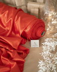 Iconic Silky Satin - Cinnabar Color Hi Quality Fabric, 1 Way Stretch Satin for Pillows, Sheets, Ladies Clothing, As Evening Wear