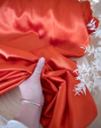 Iconic Silky Satin - Cinnabar Color Hi Quality Fabric, 1 Way Stretch Satin for Pillows, Sheets, Ladies Clothing, As Evening Wear