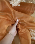 Glimmer Crystal Organza - Cinnamon Color Sheer High-Quality Crystal Fabric by the Yard for Dance Costumes, Event Decor, Table Runners
