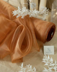 Glimmer Crystal Organza - Cinnamon Color Sheer High-Quality Crystal Fabric by the Yard for Dance Costumes, Event Decor, Table Runners
