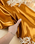 Amore - Cinnamon Sturdy Satin Fabric, Non-Stretch Shiny Material for Men's suit, Lining, Home Decor, and Elegant Evening Gowns