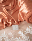 Iconic Silky Satin - Copper Coin Color Soft Premium Charmeuse Fabric One Way Stretch for Autumn Collection, Metallic Fashion, Evening Wear DIY