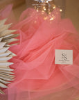 Clouds Tulle 59" - Coral Color Premium Soft Fabric by the Yard, Matte Tulle Mesh Material, for Wedding Decor, Birthday Dresses and Summer Events