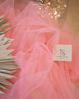 Clouds Tulle 59" - Coral Essence Color Soft Matte Fabric by the Yard, Italian Tulle Mesh Material, for Summer Weddings, Beach Events and Party Decor
