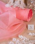 Glimmer Crystal Organza - Coral Color Sheer Crystal Fabric by the Yard for Summer Dresses, Dance Costumes, Event Decor, Chair Sashes