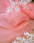 Glimmer Crystal Organza - Coral Color Sheer Crystal Fabric by the Yard for Summer Dresses, Dance Costumes, Event Decor, Chair Sashes