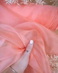 Glimmer Crystal Organza - Coral Color Sheer Crystal Fabric by the Yard for Summer Dresses, Dance Costumes, Event Decor, Chair Sashes