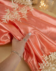 Amore - Coral Dense Glossy Satin Fabric, Vibrant Non-Stretch Shiny Material for Hair Bows, Sashes, Robes, and Decorative Pillows