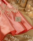 Amore - Coral Dense Glossy Satin Fabric, Vibrant Non-Stretch Shiny Material for Hair Bows, Sashes, Robes, and Decorative Pillows
