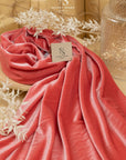 Rich - Coral Stretch Velvet Fabric - Vibrant 4-Way Velour with Soft Touch for Gowns, Costumes, Pillows, Decor