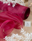 Glimmer Crystal Organza - Cranberry Color Sparkle Crystal Sheer Fabric by the Yard for Evening Gowns, Dance Costumes, Event Decor