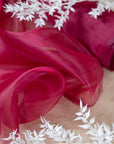 Glimmer Crystal Organza - Cranberry Color Sparkle Crystal Sheer Fabric by the Yard for Evening Gowns, Dance Costumes, Event Decor