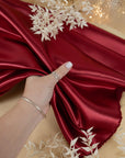Amore - Cranberry Sturdy Satin Fabric, Luxurious Non-Stretch Shiny Material for Robes, Sashes, Satin Suits, Decorative Table Linens