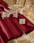 Amore - Cranberry Sturdy Satin Fabric, Luxurious Non-Stretch Shiny Material for Robes, Sashes, Satin Suits, Decorative Table Linens