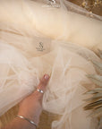 Clouds Tulle 59" - Cream Color Soft Matte Bridal Fabric by the Yard, Premium Wedding Tulle Mesh, for Wedding Dresses, Veils and Bridal Accessories