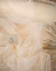 Clouds Tulle 59" - Cream Color Soft Matte Bridal Fabric by the Yard, Premium Wedding Tulle Mesh, for Wedding Dresses, Veils and Bridal Accessories