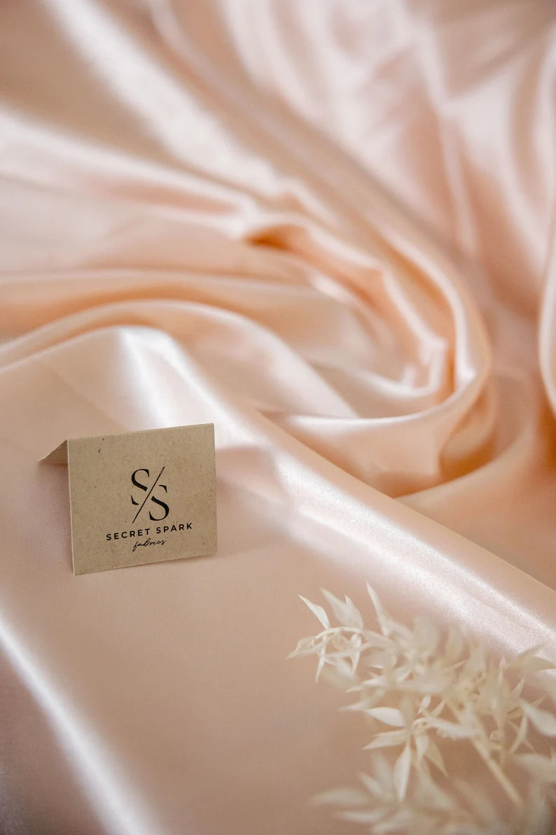 Creamy Peach Color Charmeuse Fabric Wedding and Evening Dresses – Secret  Spark Fabrics