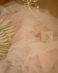 Clouds Tulle 59" - Creamy Peach Color Soft Bridal Fabric by the Yard, Premium Italian Tulle Mesh, for Wedding Gowns, Spring Dresses and Romantic Decor