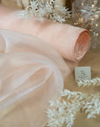 Glimmer Crystal Organza - Creamy Peach Color Solid Sheer Fabric by the Yard for Bridal Gowns, Event Decor, Baby Shower, Ballet Tutus