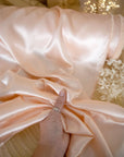 Iconic Silky Satin - Creamy Peach Color Premium Charmeuse Fabric, One Way Stretch, Satin Fabric for Wedding and Evening Dresses, Decor